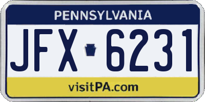 PA license plate JFX6231