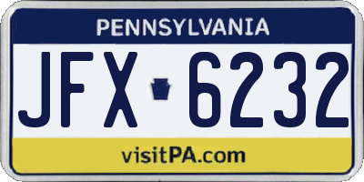 PA license plate JFX6232