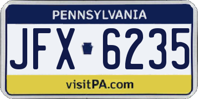 PA license plate JFX6235
