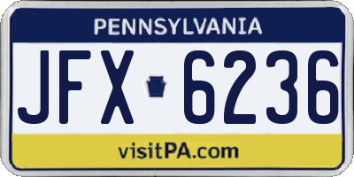 PA license plate JFX6236