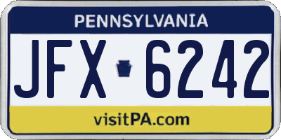 PA license plate JFX6242