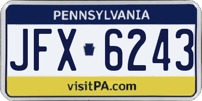 PA license plate JFX6243