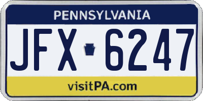 PA license plate JFX6247