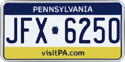 PA license plate JFX6250