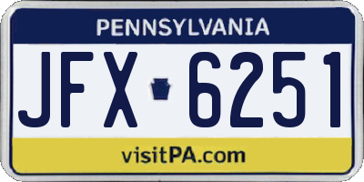 PA license plate JFX6251