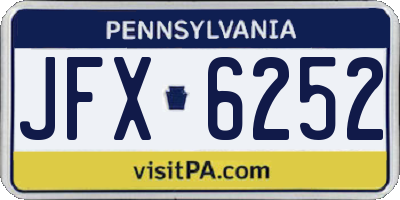 PA license plate JFX6252
