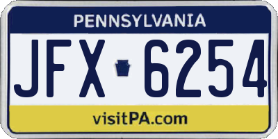 PA license plate JFX6254