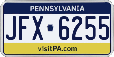 PA license plate JFX6255