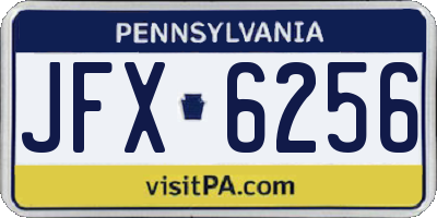 PA license plate JFX6256