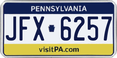 PA license plate JFX6257