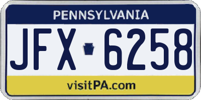 PA license plate JFX6258