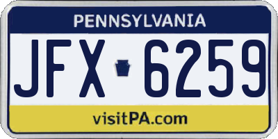 PA license plate JFX6259