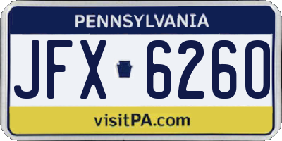 PA license plate JFX6260