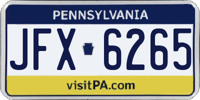 PA license plate JFX6265