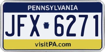 PA license plate JFX6271