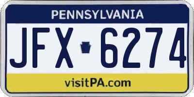 PA license plate JFX6274