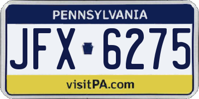 PA license plate JFX6275