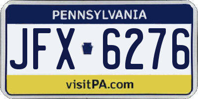 PA license plate JFX6276
