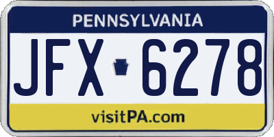 PA license plate JFX6278