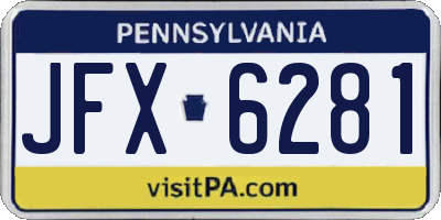 PA license plate JFX6281