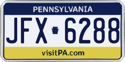 PA license plate JFX6288