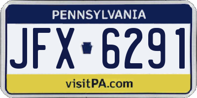 PA license plate JFX6291