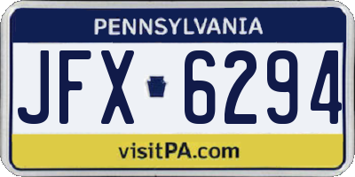 PA license plate JFX6294