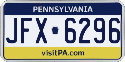 PA license plate JFX6296