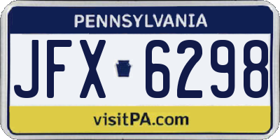 PA license plate JFX6298