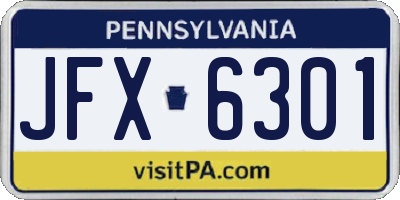 PA license plate JFX6301