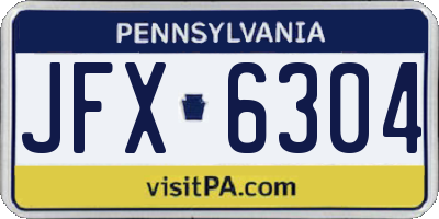 PA license plate JFX6304