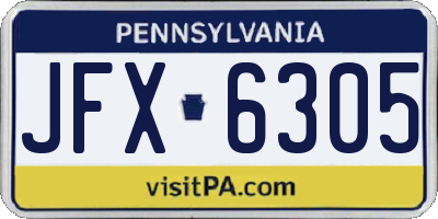 PA license plate JFX6305