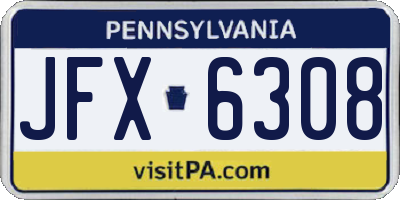 PA license plate JFX6308