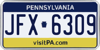 PA license plate JFX6309