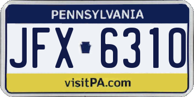 PA license plate JFX6310