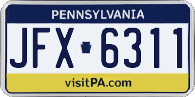 PA license plate JFX6311