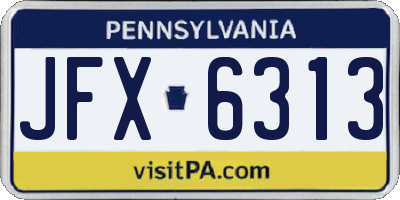 PA license plate JFX6313