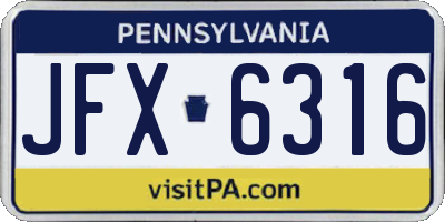 PA license plate JFX6316