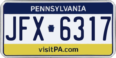 PA license plate JFX6317