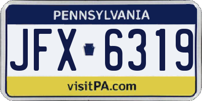 PA license plate JFX6319