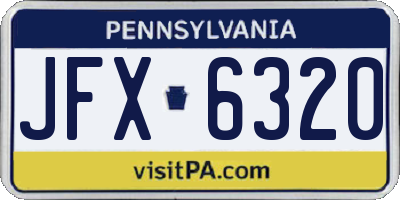PA license plate JFX6320