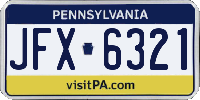 PA license plate JFX6321