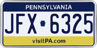 PA license plate JFX6325