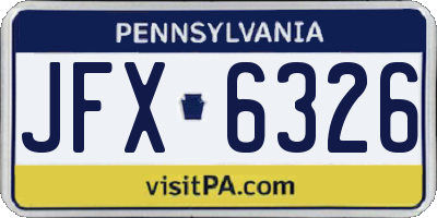 PA license plate JFX6326