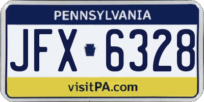 PA license plate JFX6328