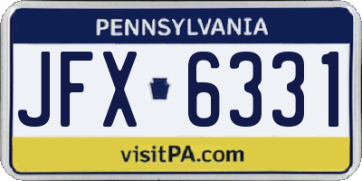PA license plate JFX6331
