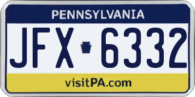 PA license plate JFX6332