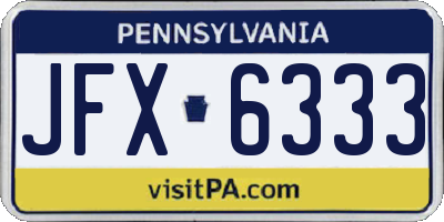 PA license plate JFX6333