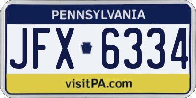 PA license plate JFX6334