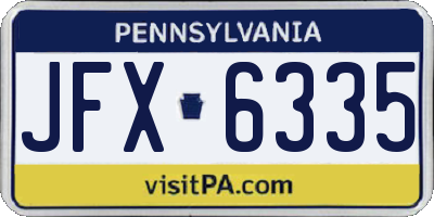 PA license plate JFX6335